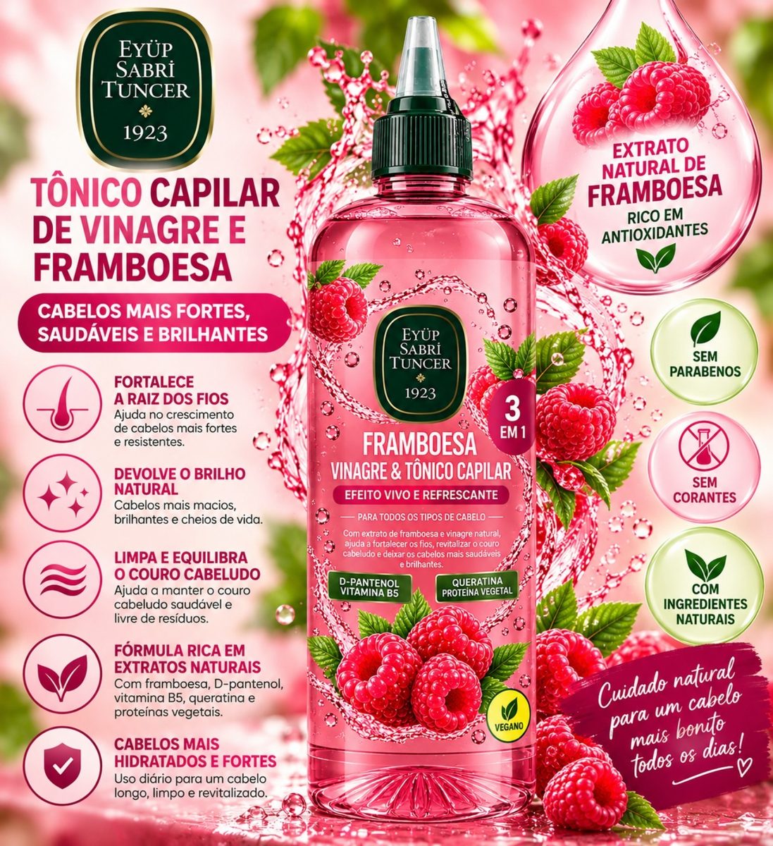 Tônico Capilar de Vinagre e Framboesa – Eyüp Sabri Tuncer