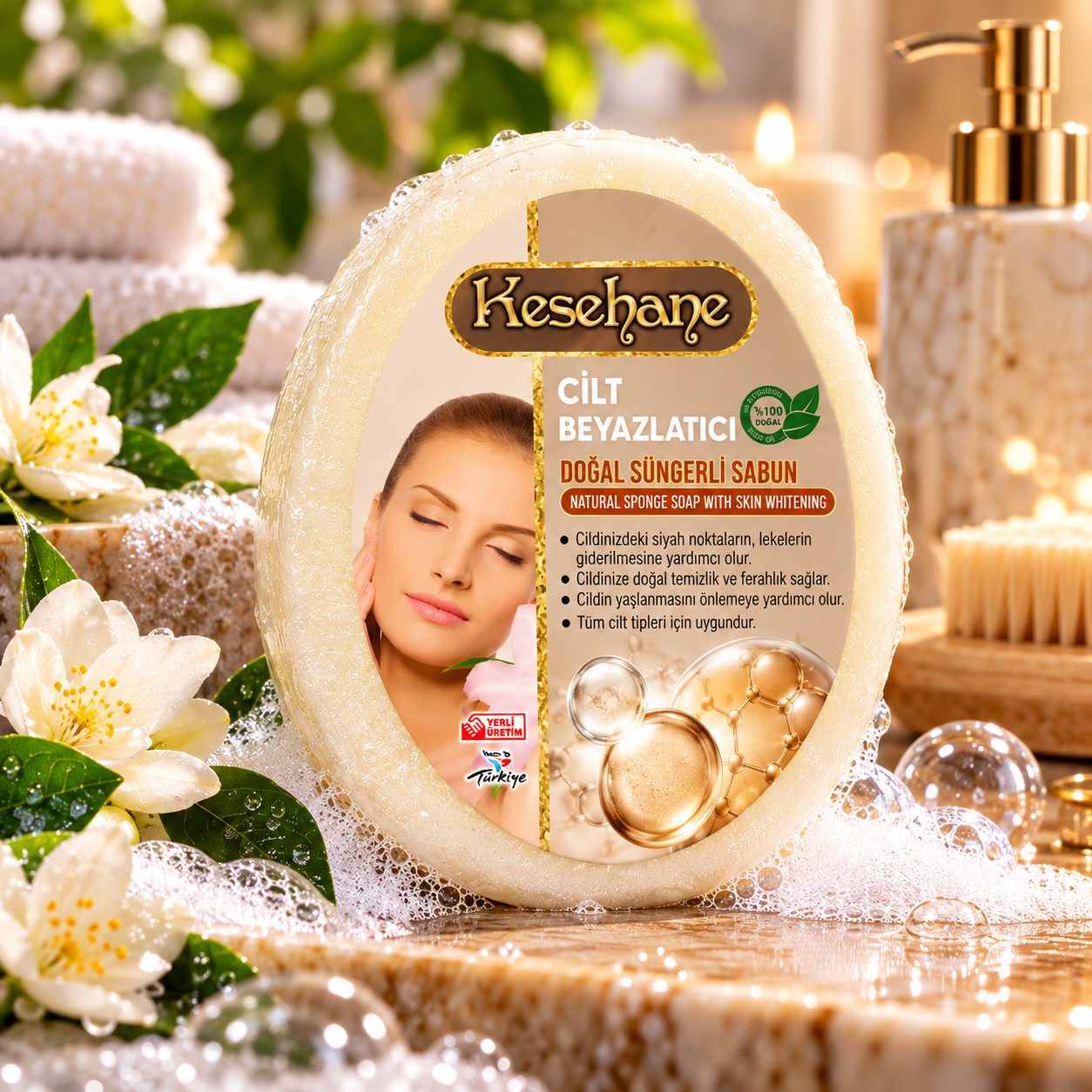 Sabonete Esponja Natural Kesehane – Clareador para a Pele